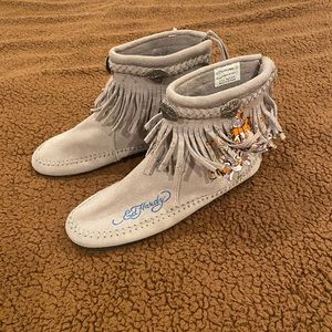 Ed Hardy suede fringe shoes